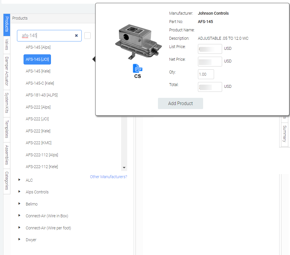 Construction Parts Selection Picture